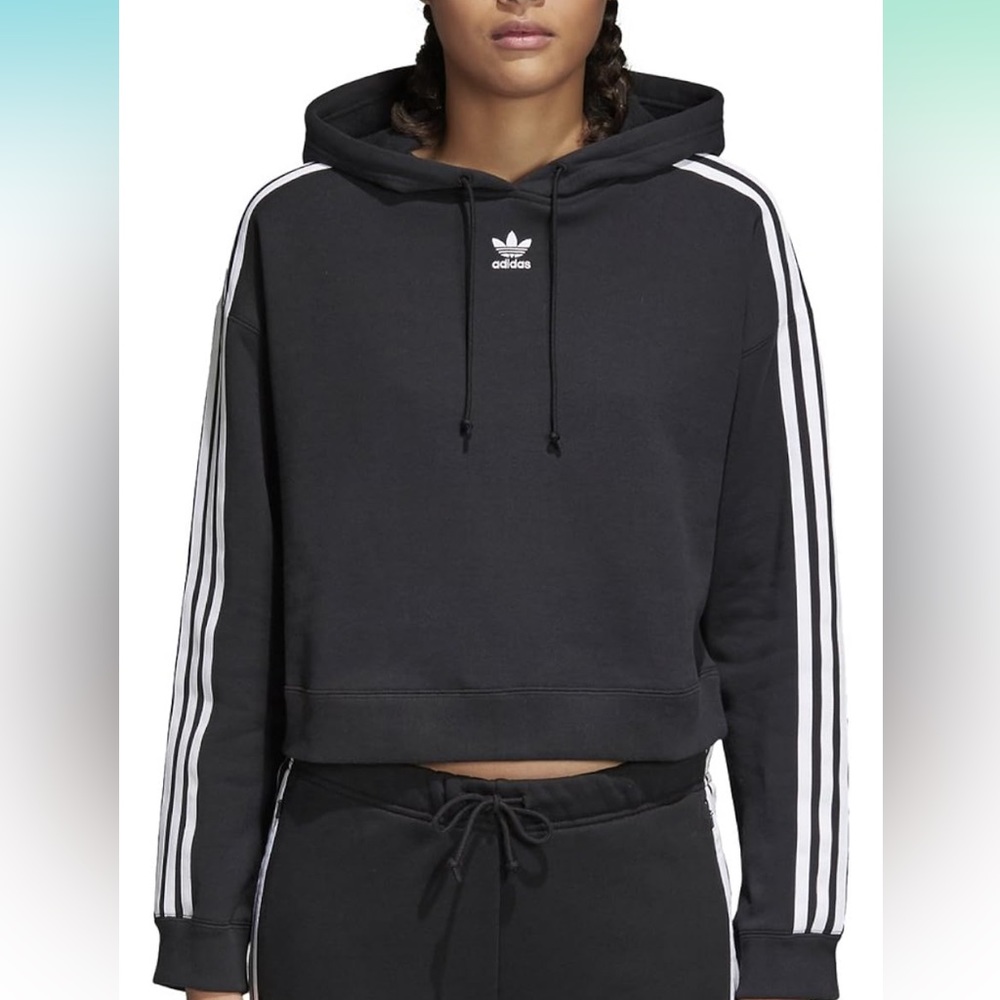 Black adidas cropped hoodie!